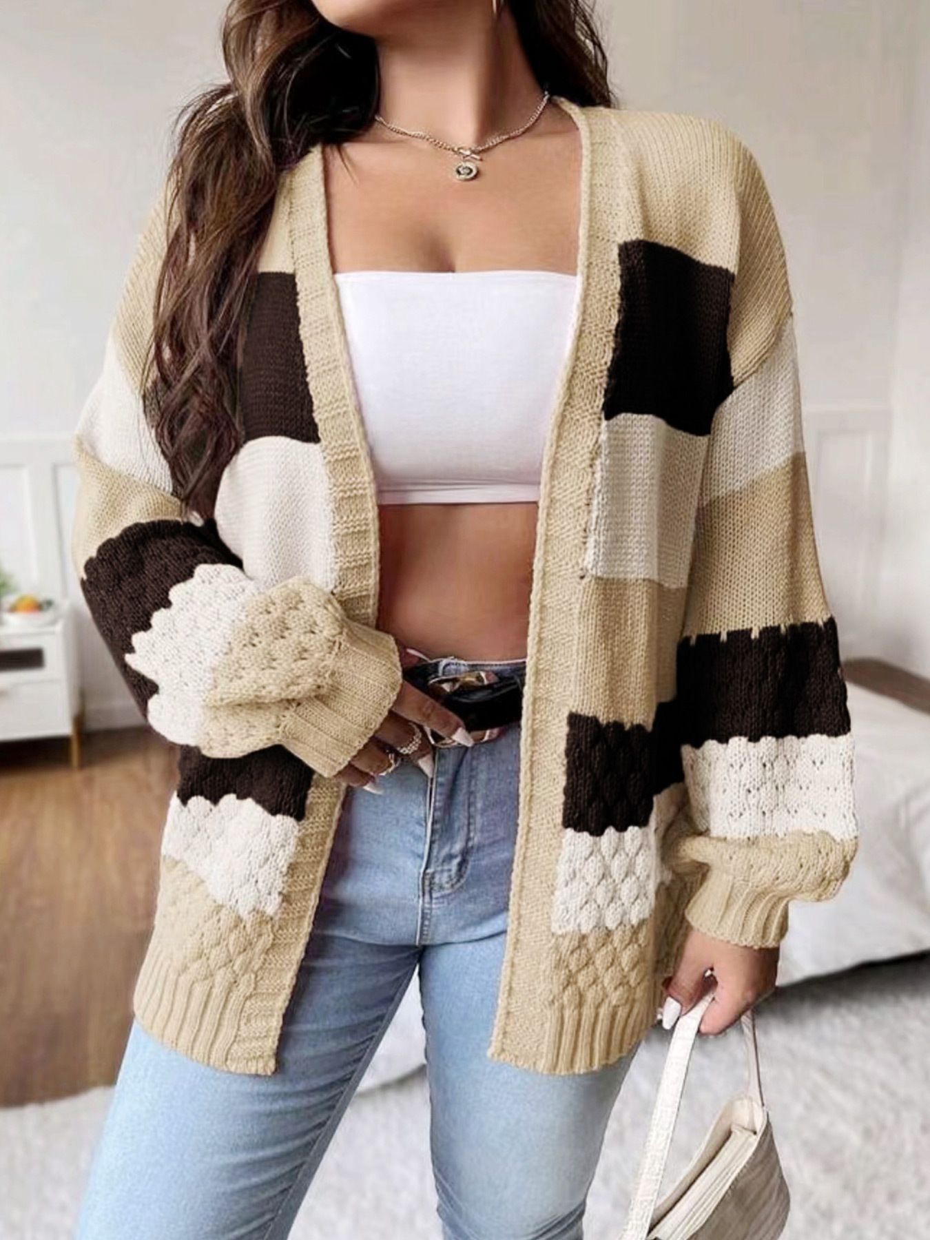 Open Front Knit Cardigan Duster - Lightweight Spring Fall Outerwear