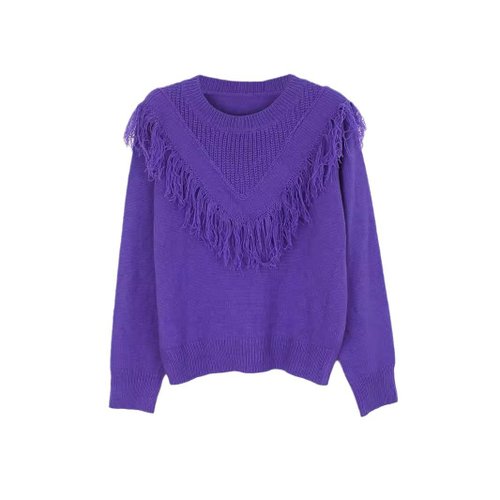 Suéter de punto para mujer, manga larga, cuello redondo, otoño invierno SSU-00047