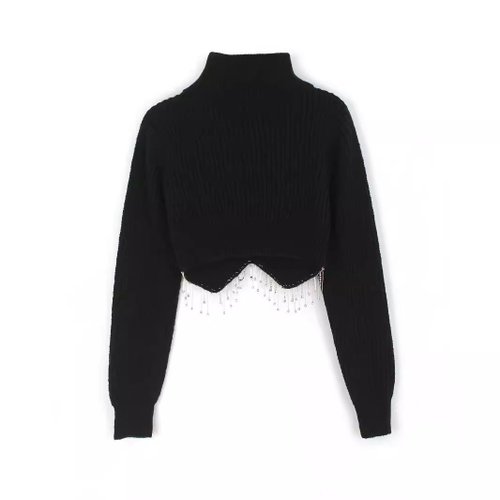 Suéter de punto corto de cuello alto - Mujer Primavera Otoño Invierno SSU-00116