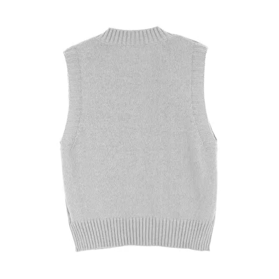 Maglione senza maniche a trecce da donna Primavera Autunno Inverno SSU-00003