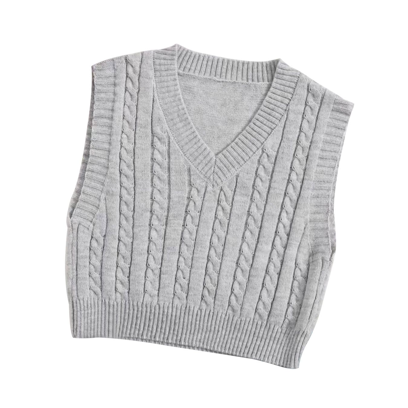 Sleeveless Cable Knit Sweater Women Spring Autumn Winter SSU-00003