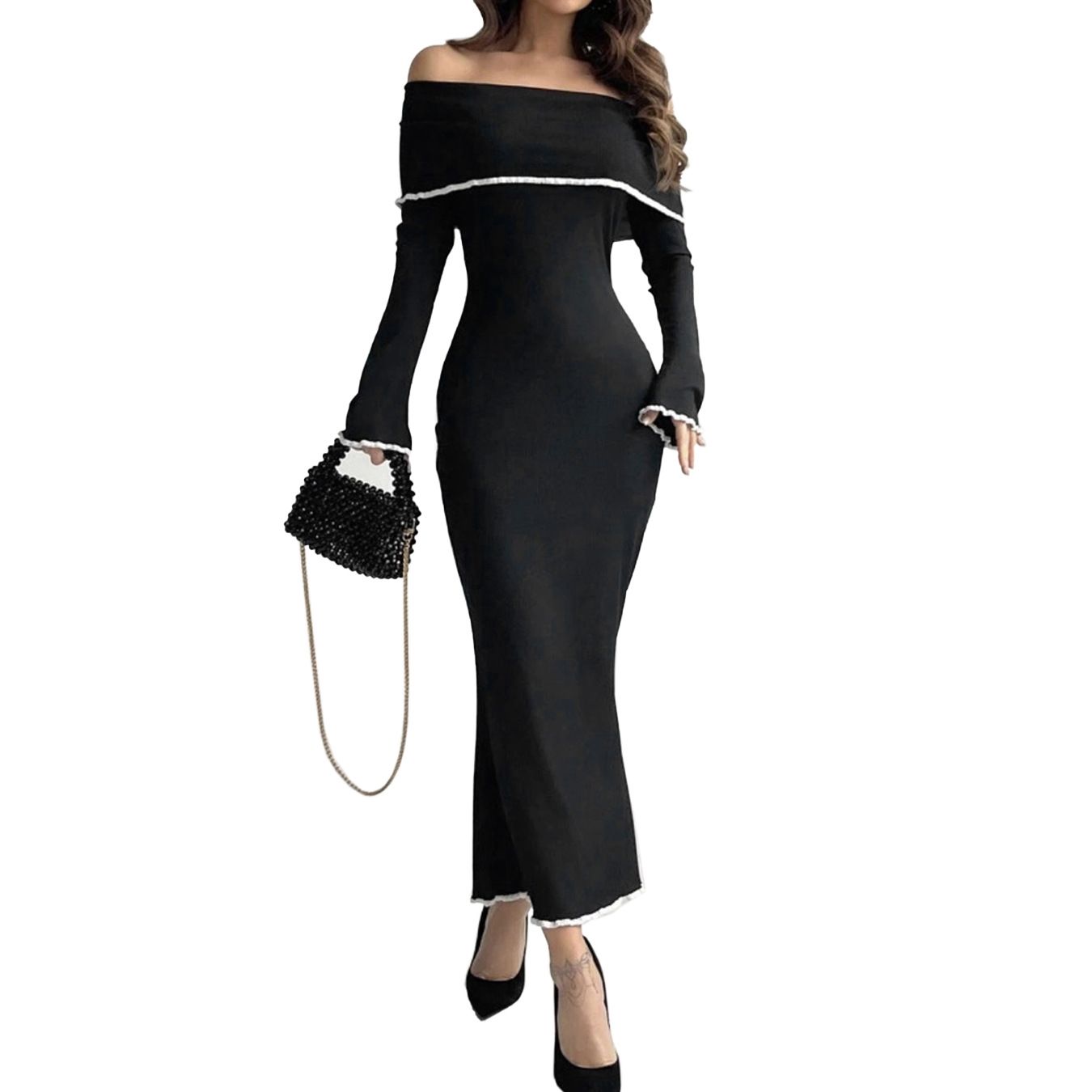 Women's Off Shoulder Sweater Dress Long Sleeve Spring Autumn