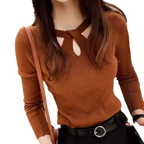 Strickpullover, langärmelig, lässiges Oberteil, Frühling/Herbst, SSU-00103
