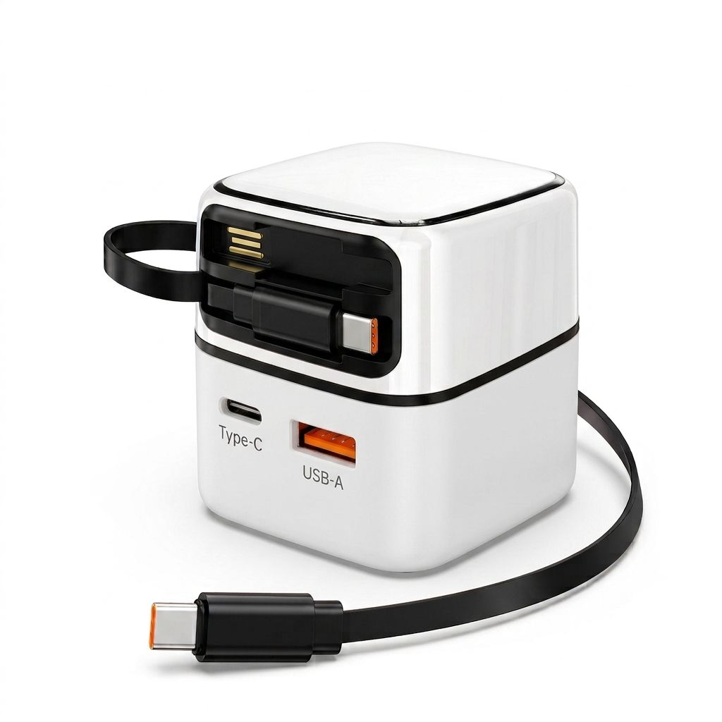 35W GaN Fast Charger with Retractable Type-C and Lightning