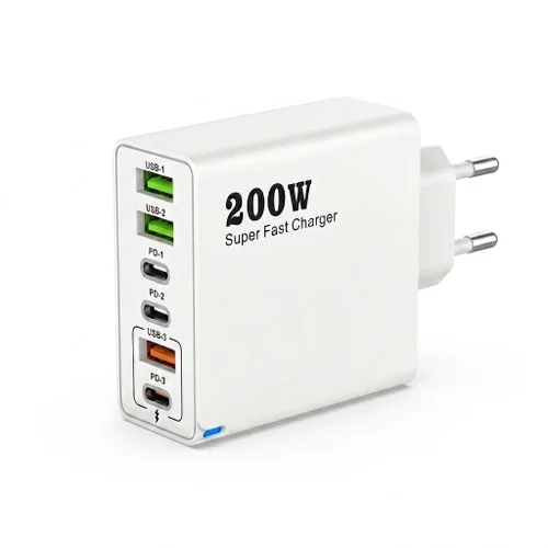 200W Super Fast Charger, Multi-Port USB-C PD Wall Adapter