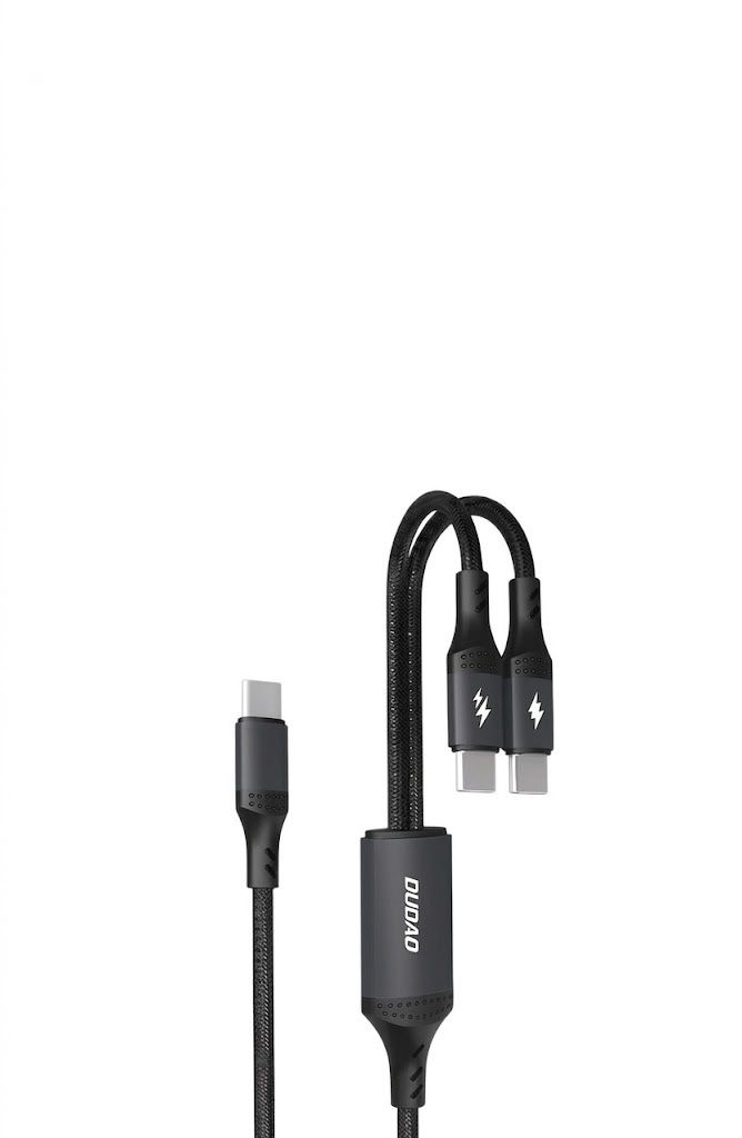 100W USB-C Fast Charging Cable 2-in-1 Type-C PD, Robust Braided Design, Universal Compatibility, Black