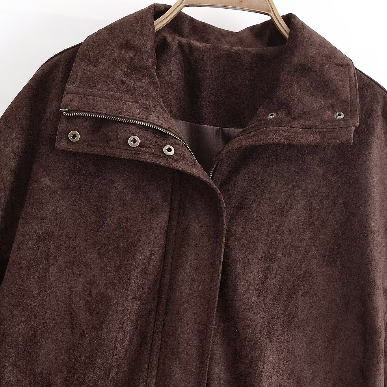 Suede Brown Jacket - Women's Casual Fashion KUN-00005