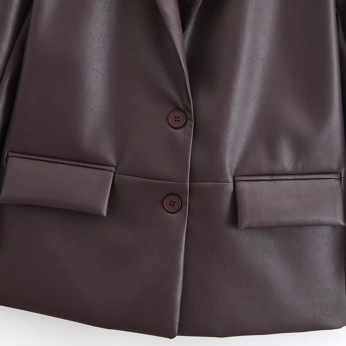 Blazer de piel sintética - Elegante chaqueta estilo western con doble botonadura KUN-00133