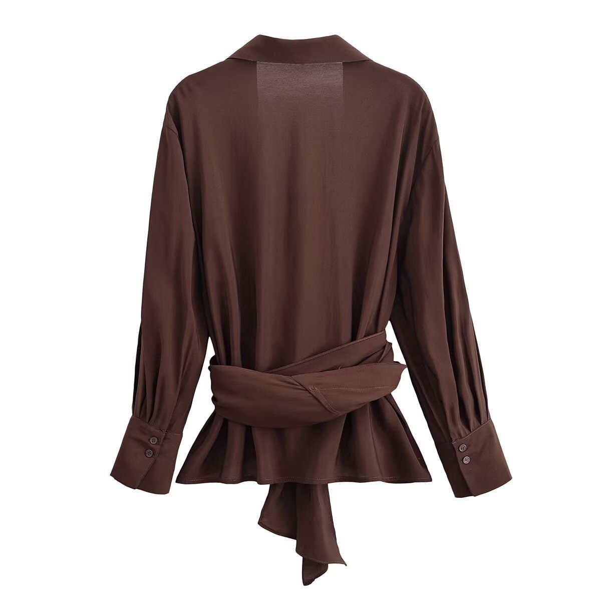 Striped Tie-Waist Blouse - European Style KUN-00112
