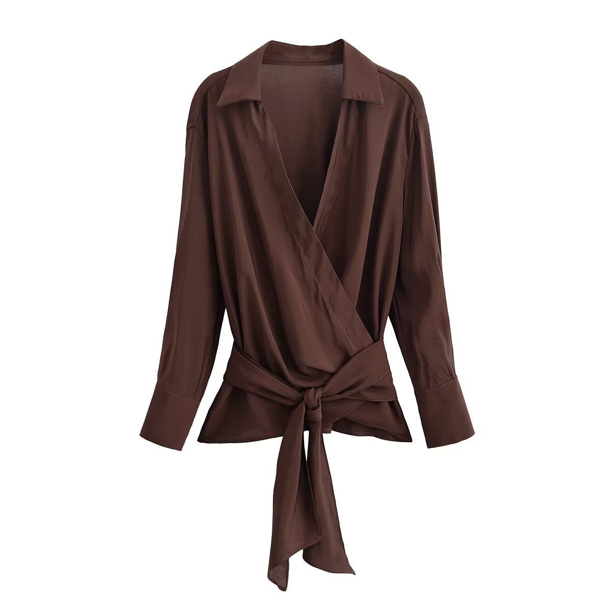 Striped Tie-Waist Blouse - European Style KUN-00112