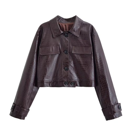 Faux Crocodile Leather Jacket & Pants Set - Shiny Finish KUN-00130