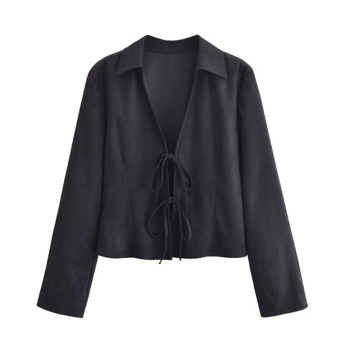 Women's Tie-Front Crop Top - Elegant & Fitted KUN-00044