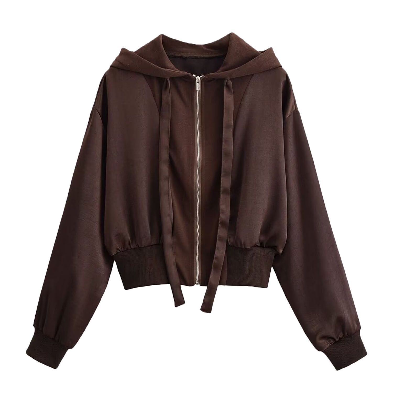 Women's Hooded Patchwork Jacket - Stylish Casual Outerwear KUN-00049