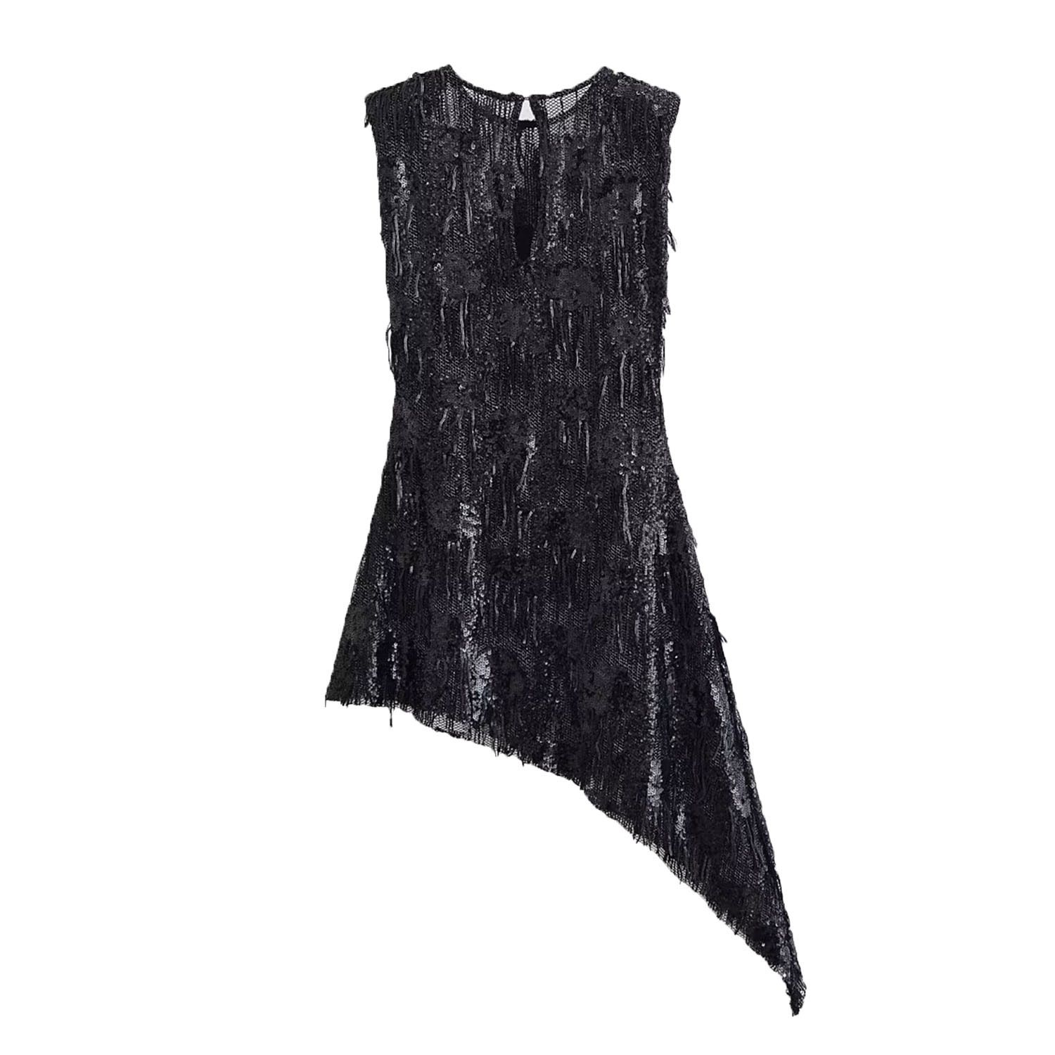 Geïnspireerde asymmetrische jurk met pailletten voor dames KUN-00032