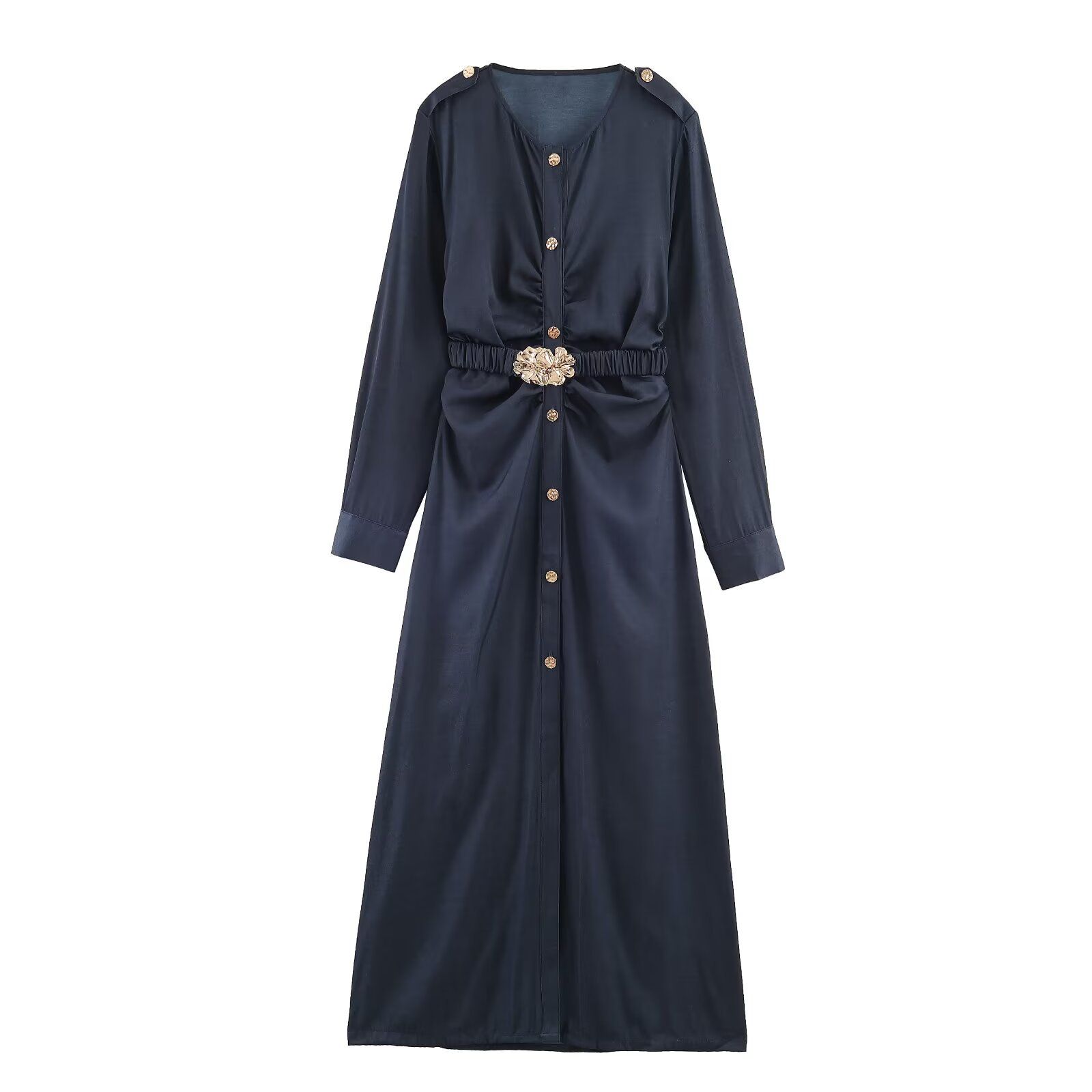 Denim Look Midi Dress Slim Fit Casual KUN-00123