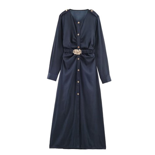 Denim Look Midi Dress Slim Fit Casual KUN-00123