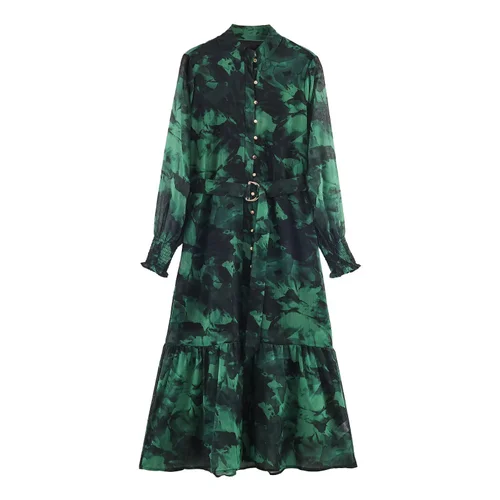 Chiffon Floral Print Dress - Elegant Fashion KUN-00118