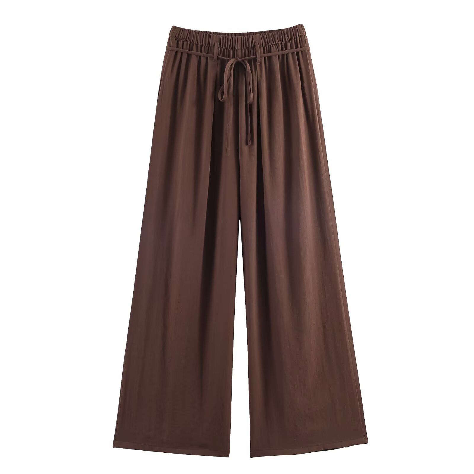 Linen Women's Outfit: Trendy Wide Leg Pants & Shirt Set KUN-00010
