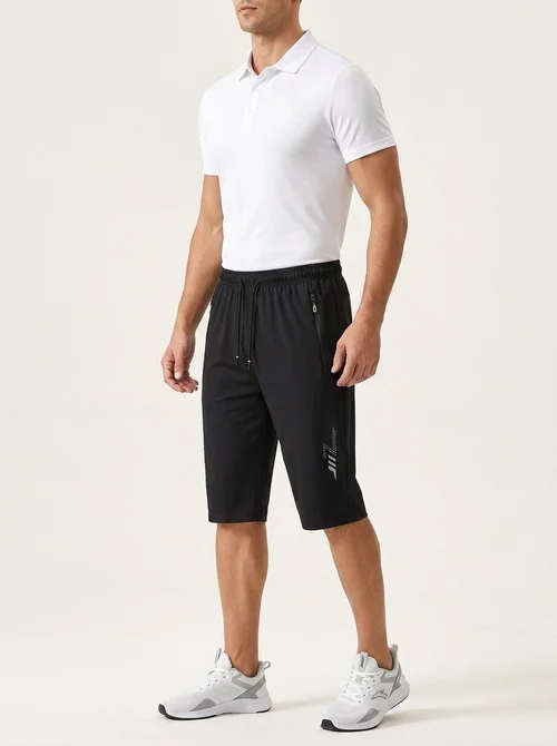 Pantaloncini capri sportivi da uomo con tasche con cerniera