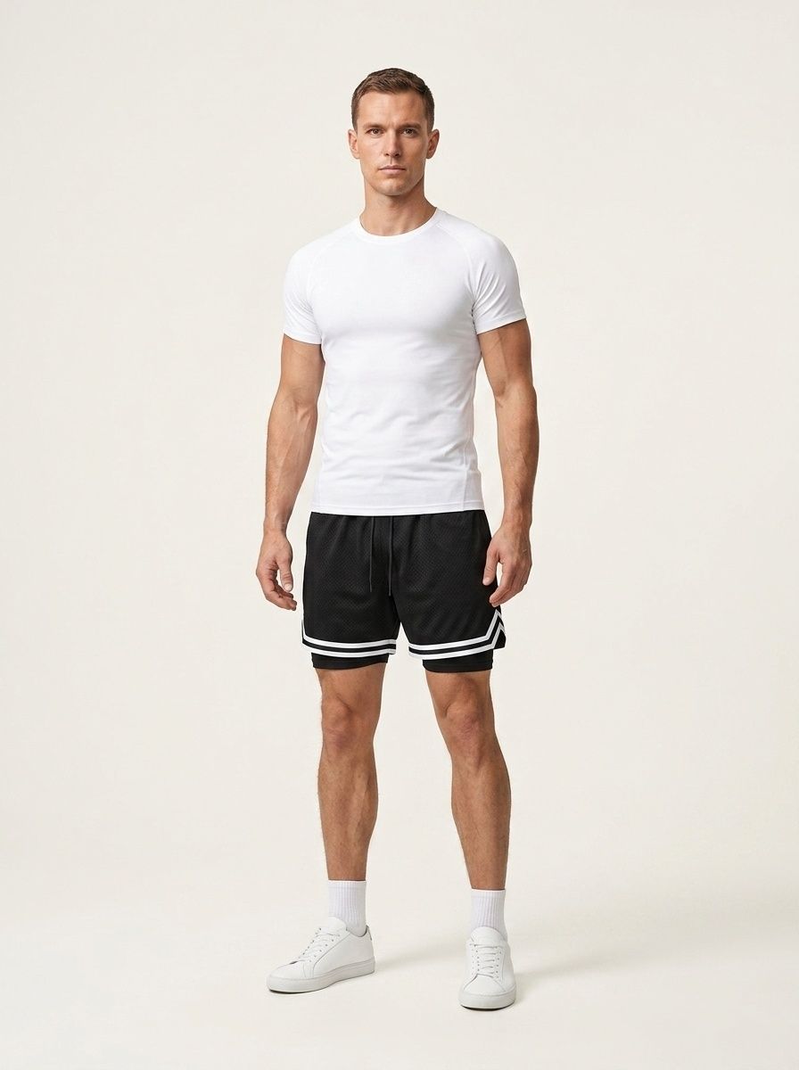 Pantaloncini da basket da uomo in rete con fodera e tasche