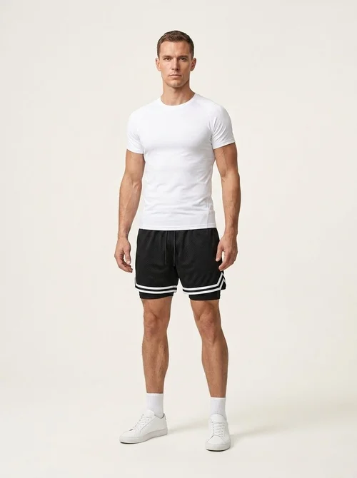 Pantaloncini da basket da uomo in rete con fodera e tasche