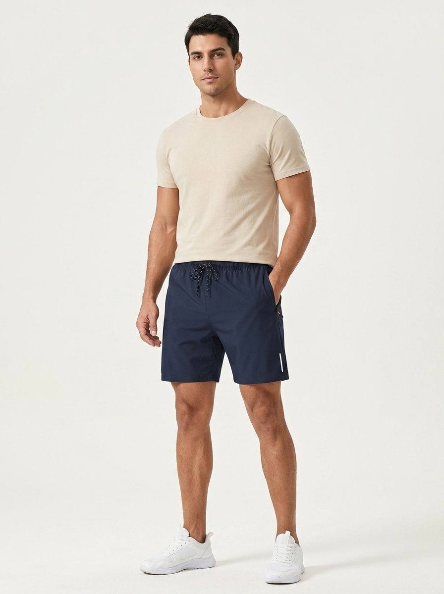 Pantaloncini sportivi da uomo ad asciugatura rapida con tasca con cerniera