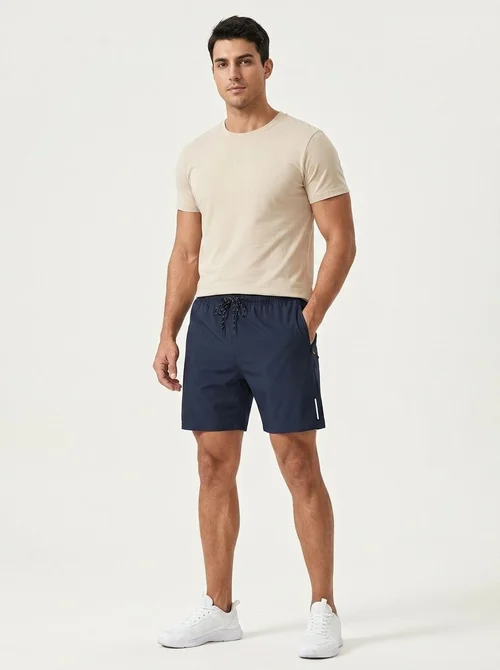Pantaloncini sportivi da uomo ad asciugatura rapida con tasca con cerniera