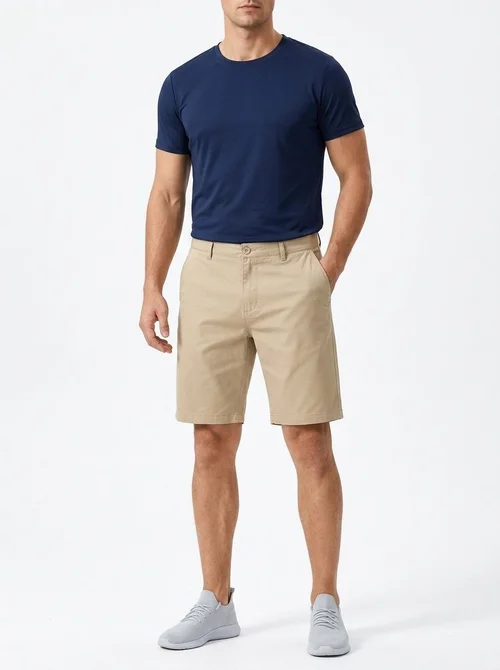 Pantaloncini chino elasticizzati da uomo, comodi e casual - ideali per lo sport.
