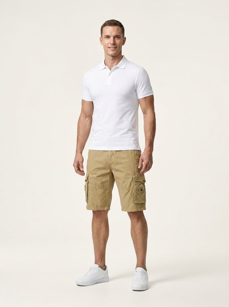 Pantaloncini cargo da uomo casual con multitasche per attività all'aperto