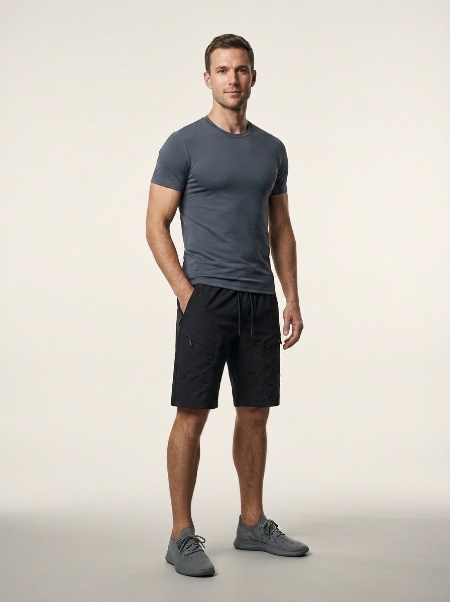 Pantaloncini cargo da uomo per attività all'aperto con tasche e coulisse in vita