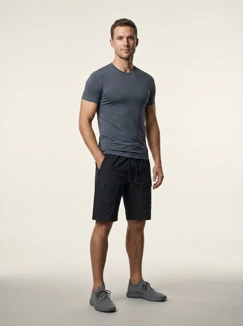 Pantaloncini cargo da uomo per attività all'aperto con tasche e coulisse in vita