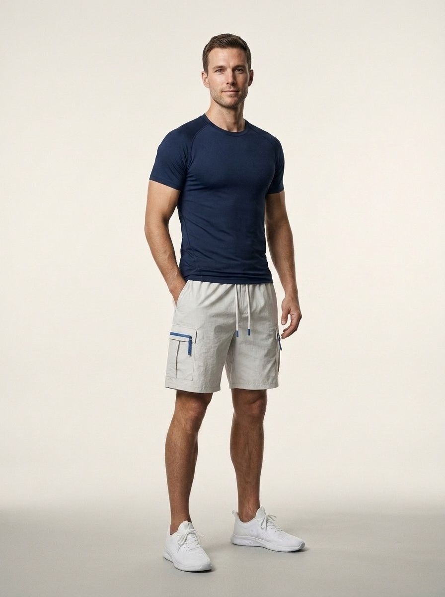 Pantaloncini cargo casual da uomo con tasche con cerniera - Abbigliamento sportivo