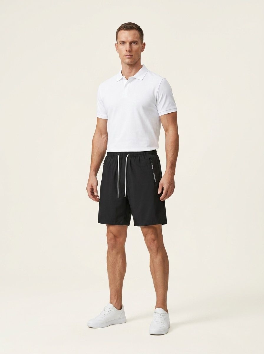 Pantaloncini da bagno da uomo ad asciugatura rapida con tasca con cerniera
