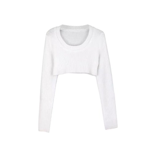 Suéter de punto con cuello redondo y manga larga para mujer SSU-00109