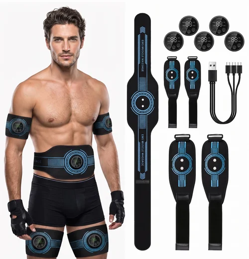5-teiliges EMS-Muskelstimulator-Bauchmuskeltrainer-Gürtel- und Körperstraffungsset