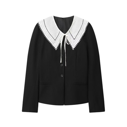 Blazer de mujer con bloques de color y cuello desmontable KUN-00034