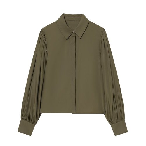 Poplin blouse met pofmouwen - Chique Europese stijl KUN-00080