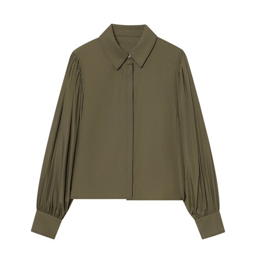 Poplin Bubble Sleeve Blouse - Chic European Style KUN-00080