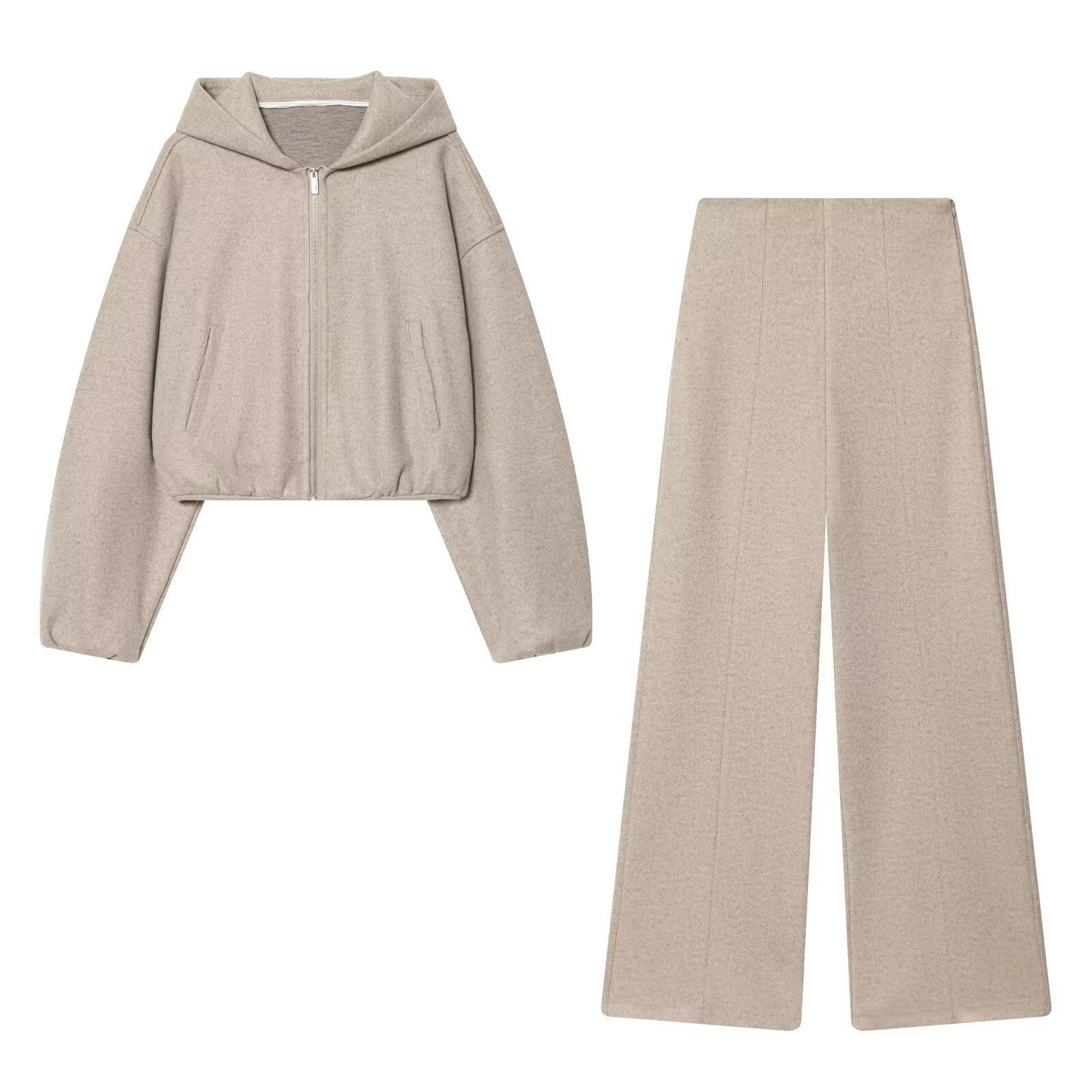 Women's Soft Hooded Jacket High Waist Pants Set KUN-00097