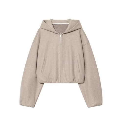 Damen-Set aus weicher Kapuzenjacke und hochtaillierter Hose KUN-00097