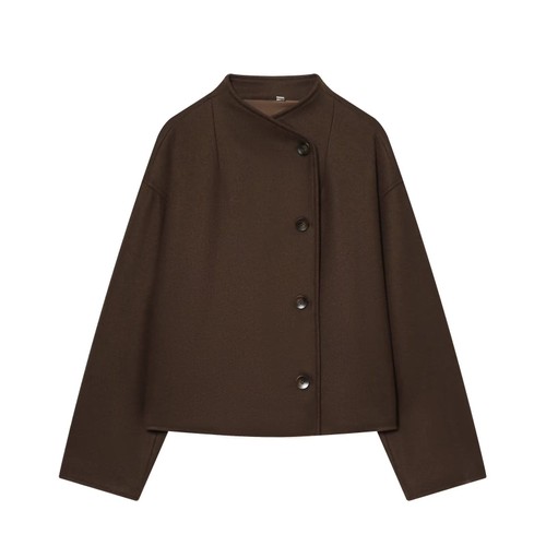 Conjunto de chaqueta de mezcla de lana y pantalón plisado KUN-00011