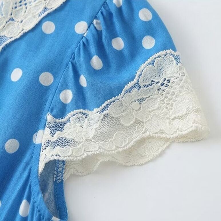Women's Polka Dot Lace Dress - French Retro Chic KUN-00031
