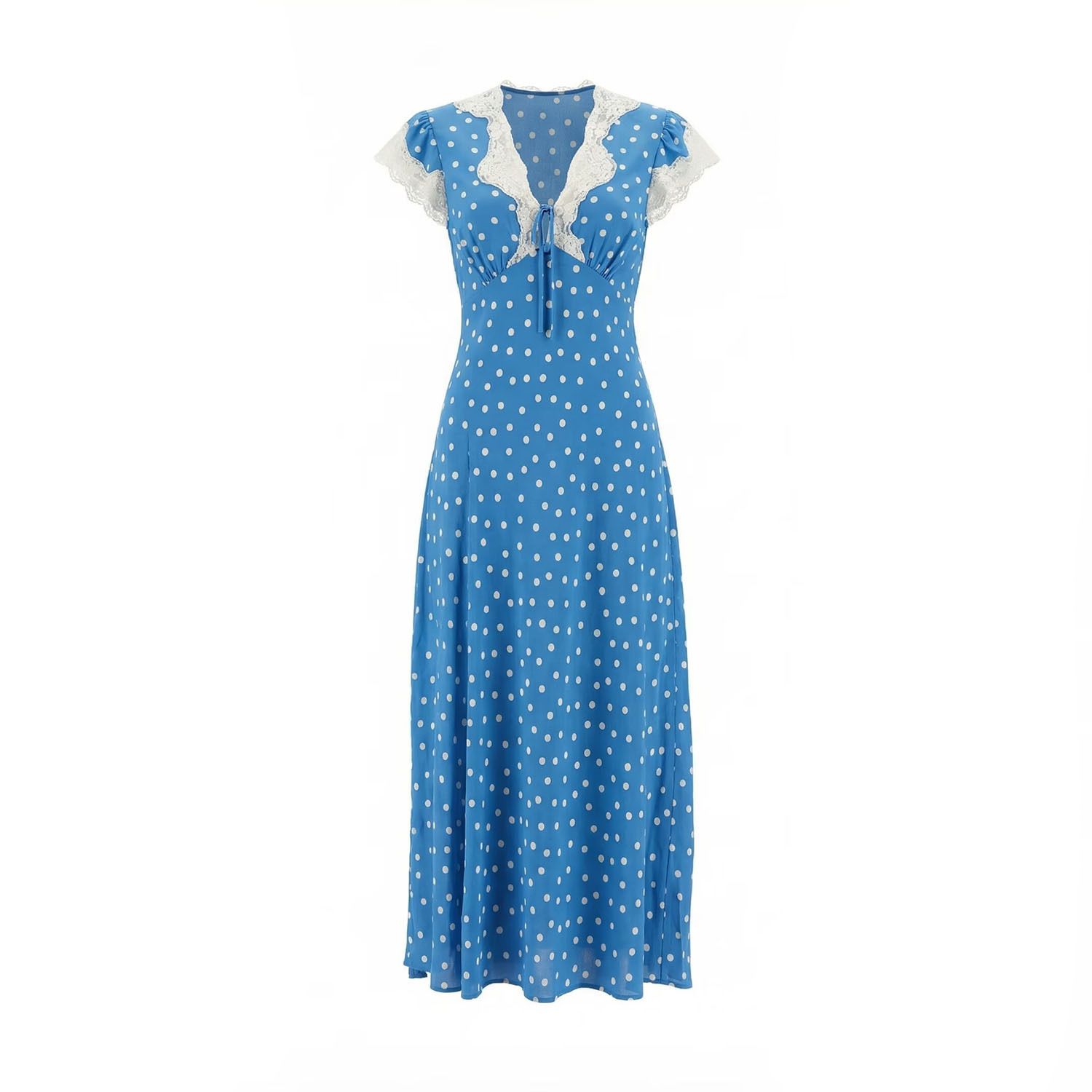 Women's Polka Dot Lace Dress - French Retro Chic KUN-00031