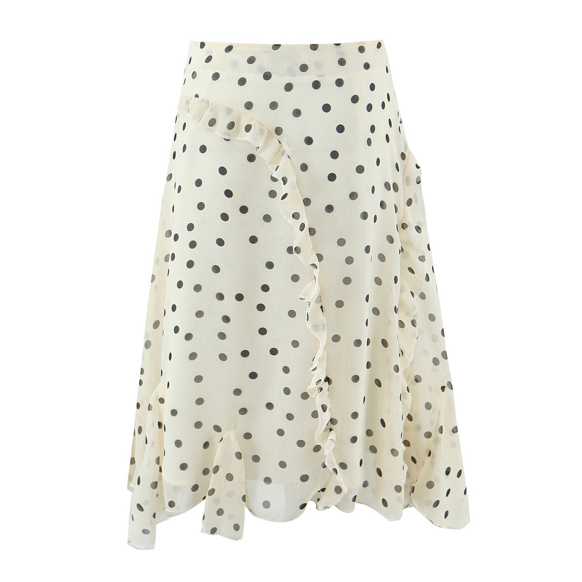Ruffled Polka Dot Midi Skirt KUN-00028