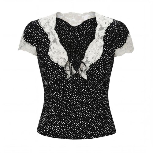 Vintage top en rok met stippen en kant KUN-00026