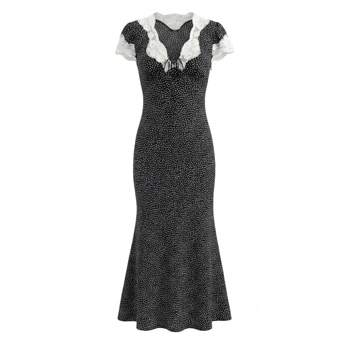 Lace Dot Elegant French Style Dress KUN-00170