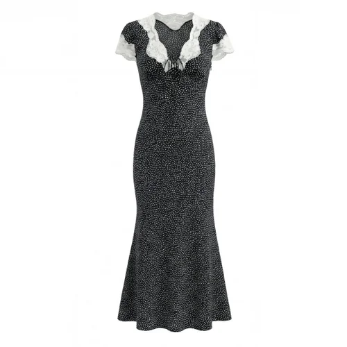 Lace Dot Elegant French Style Dress KUN-00170