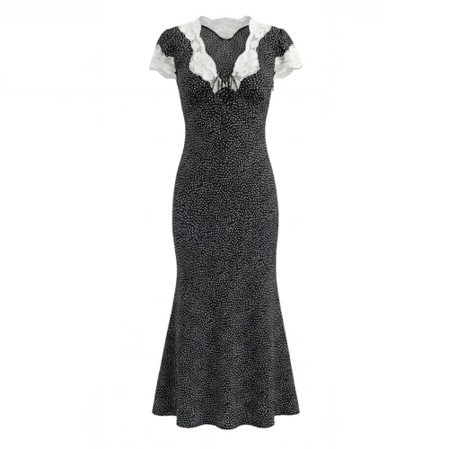 Lace Dot Elegant French Style Dress KUN-00170