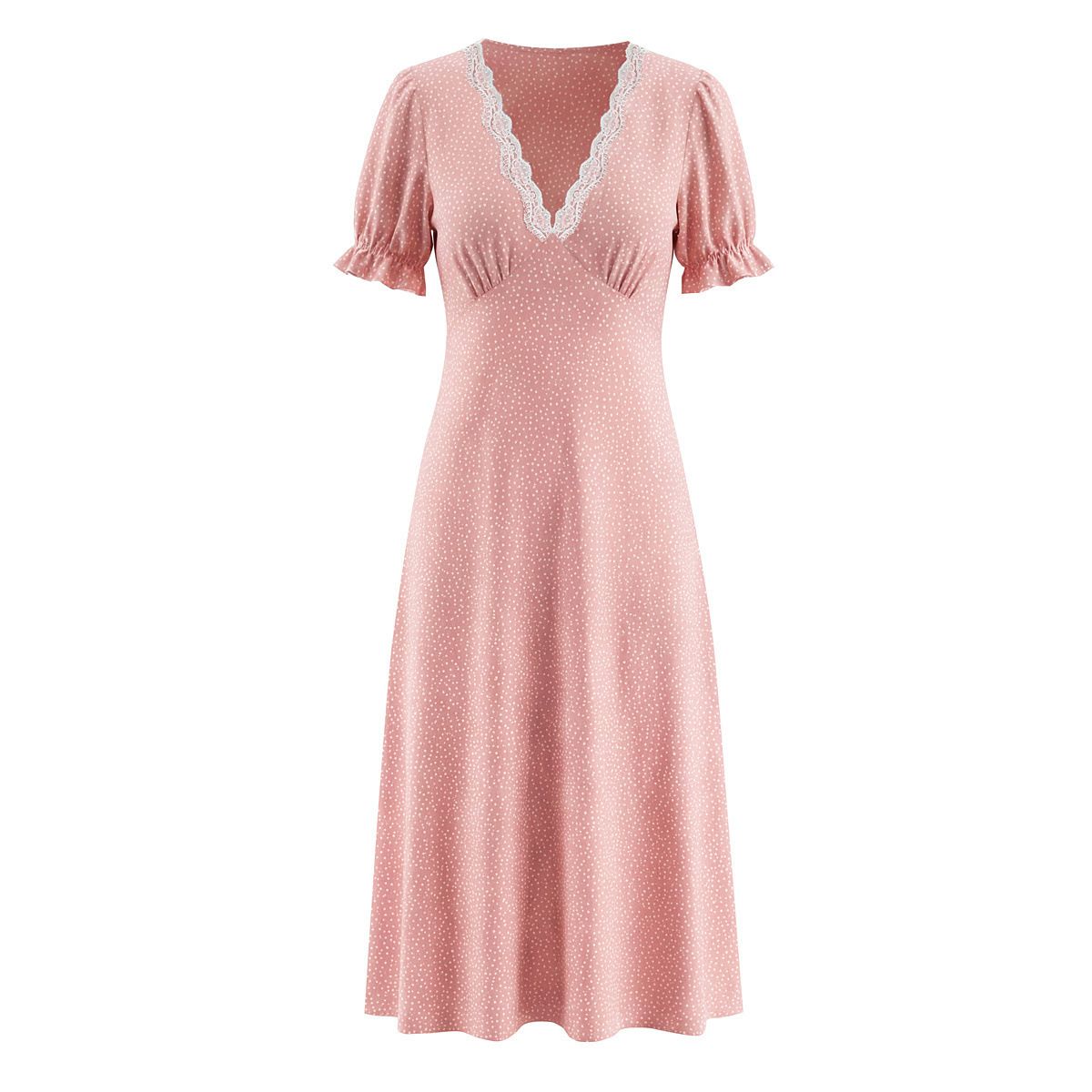 French Lace Polka Dot Dress - Classic & Versatile KUN-00169