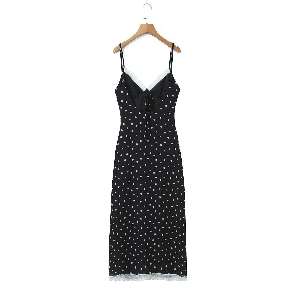 Women's Polka Dot Lace Cami Dress - Sleeveless Backless V-Neck KUN-00167